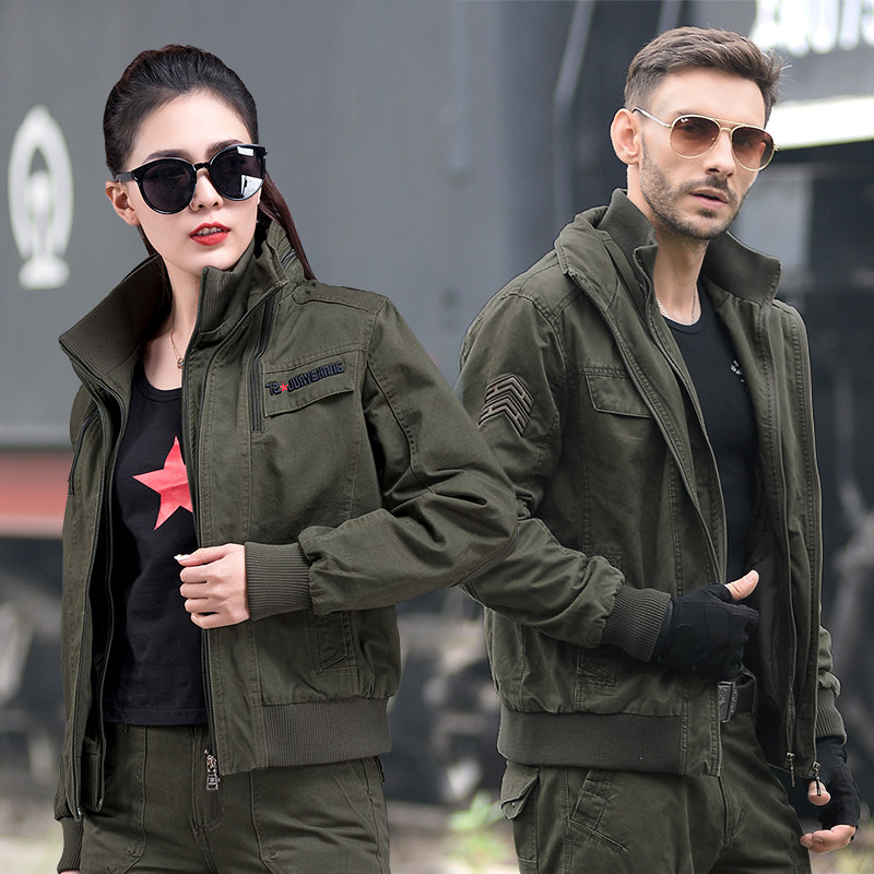 Spring and Autumn Army green cotton overalls coat men and women military fan clothing outdoor casual top trend bomber jacket