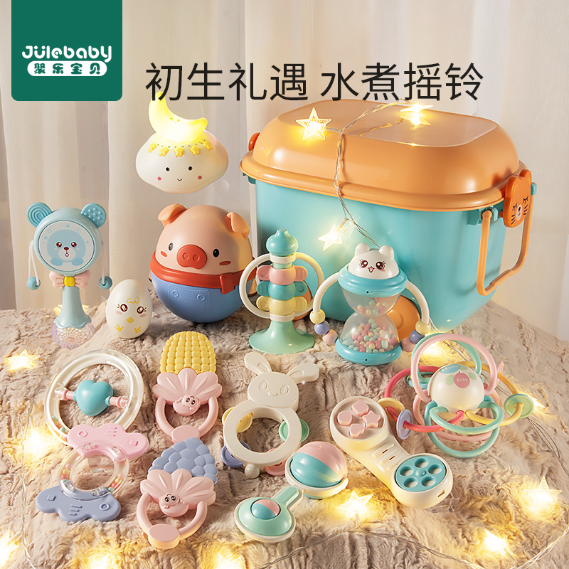 Newborn baby toy child hand shaking bell 6 months 3 male baby girl puzzle 0 1 year old birth hand bell rattle