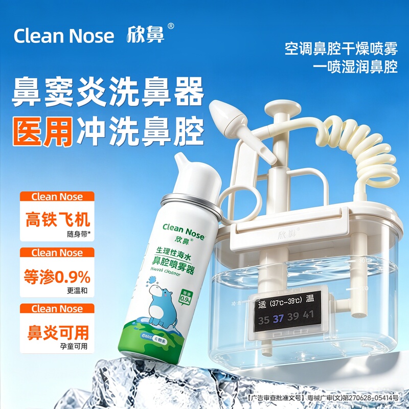 Nasal Wash Device for Sinusitis, Medical-Grade Saline Nasal Spray, Nasal Spray for Rhinitis, Nasal Wash and Rinse Device