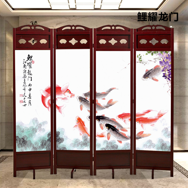 Screen partition wall occludes home decoration Chinese living room Bedroom office Hotel solid wood folding mobile folding screen