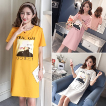 Pregnant woman summer dress Western style small summer new loose medium long section belly cover short sleeve T-shirt long dress