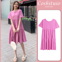 Maternity dress womens summer dress new fashion medium-long summer cotton T-shirt dress foreign style age-reducing summer tide mom