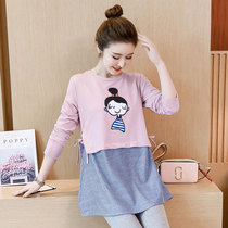 Pregnant women autumn top set fashion dress spring autumn little pregnant woman T-shirt base shirt two-piece set