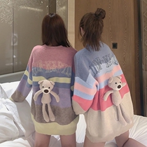 Pregnant women autumn 2021 New Net red pregnant women set out fashion bear sweater sweater knit women dress