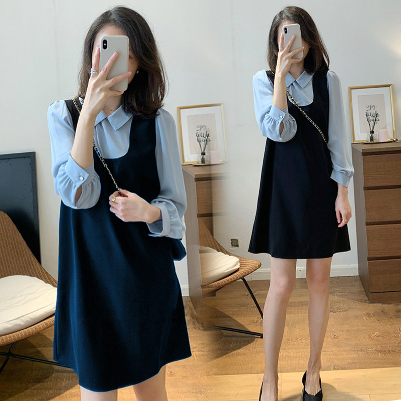 Maternity clothing autumn fashion suit autumn coat new tide mom loose fake two pregnant women dress spring and summer