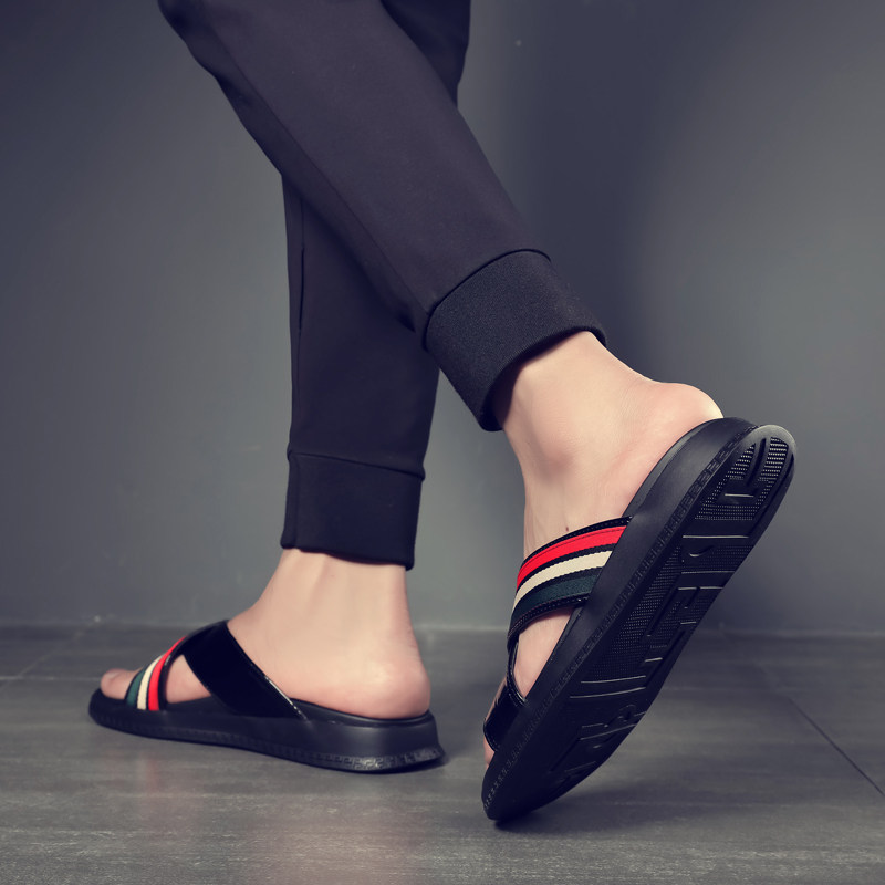 Men's slippers Summer men's dermis external wearing cold tug boys Superfire High Street Leisure Bull Leather Soft Bottom Lined Slippers