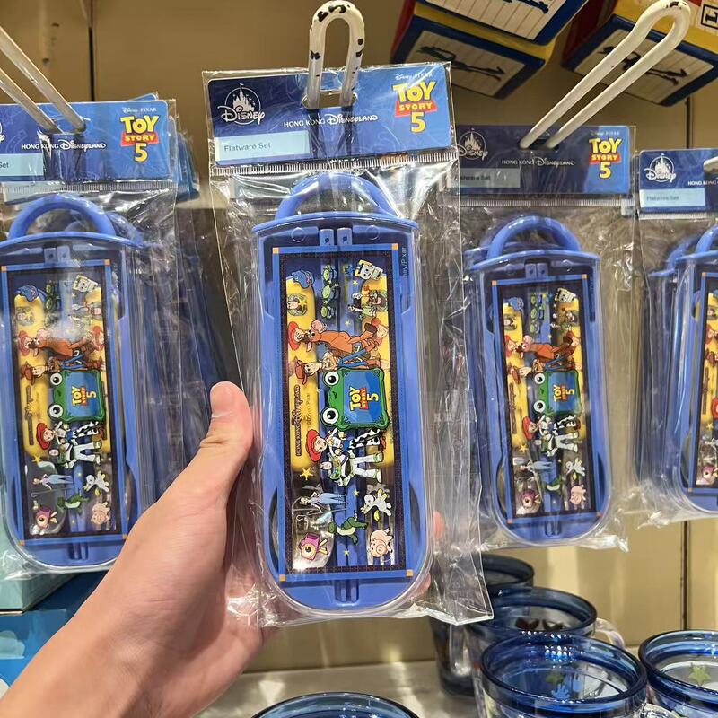 Hong Kong Disney Toy Story 5 Woody Buzz Lightyear Pattern Spoon Fork Chopsticks Set Tableware