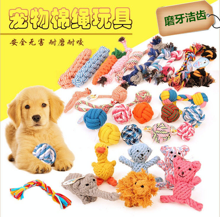 Pet dog toy large and small dog teddy golden retriever puppy knot rope toy molar bite-resistant cotton rope knot toy ball