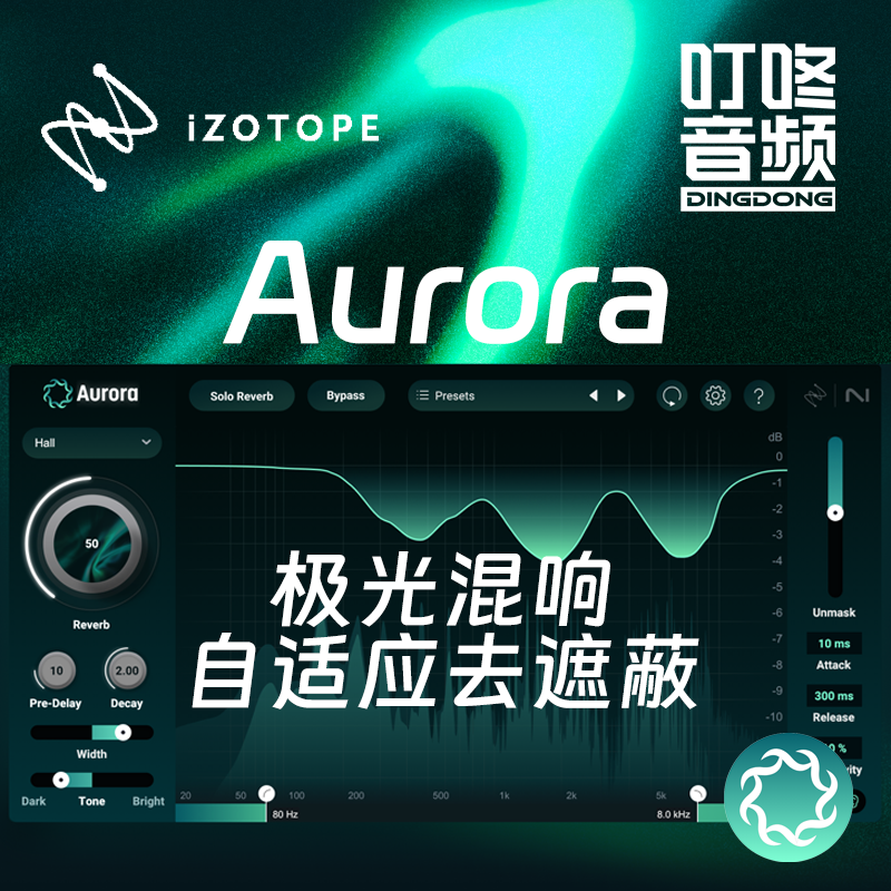 Izotope Aurora Aurora Reverb Intelligent Adaptive Masking Reverb for Mixing, Arranging, Vocals, and Instruments