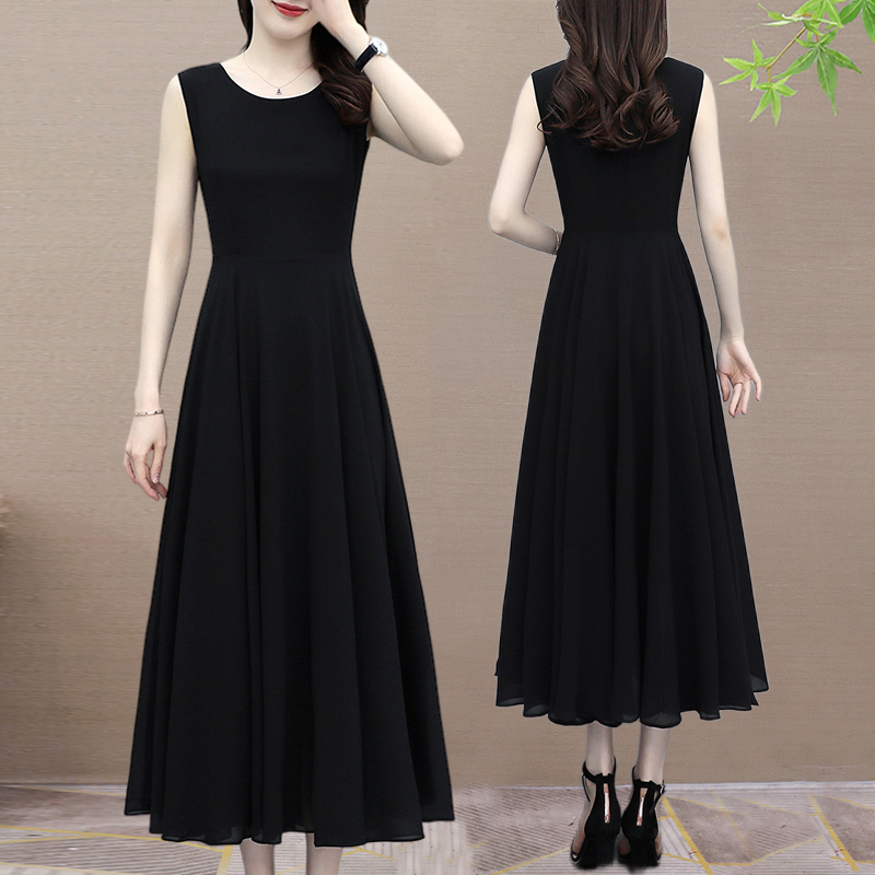 Sleeveless High-End Chiffon Long Dress for Women, Summer 2025 New Style, Elegant and Noble Long Dress for Mothers