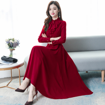 Red chiffon dress high-end socialite temperament spring 2021 new thin cover belly 30 a 40-year-old woman