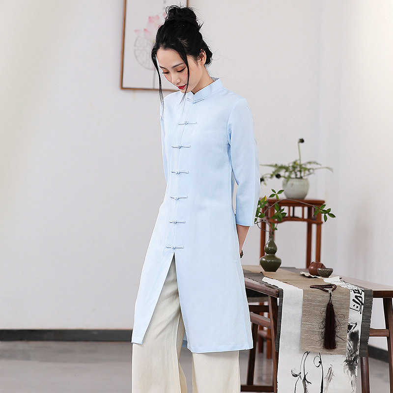 Tang suit Chinese-style improved plate buckle Chinese style cotton and linen women's retro layman's suit Buddha-style paired top tea suit 104