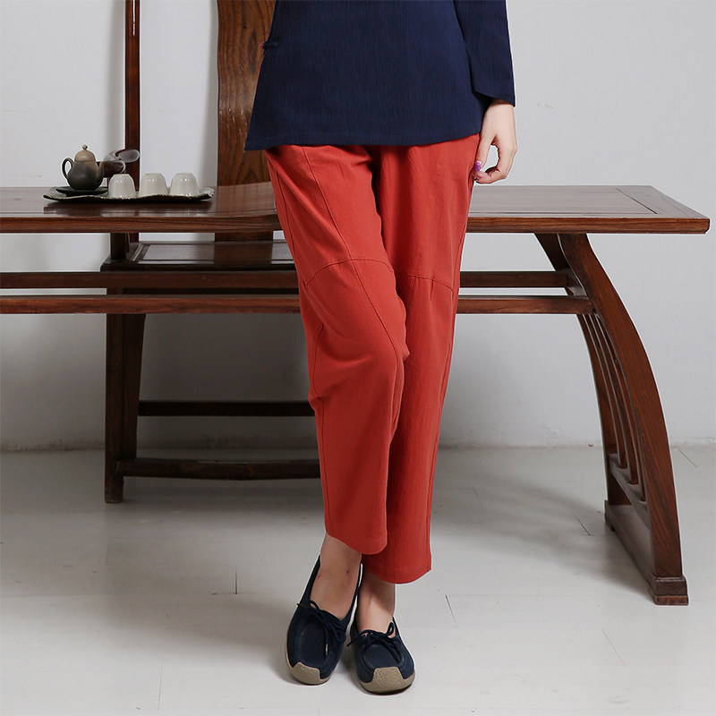 Fan Cloud 608 Cotton Linen Wide Pants High Waist Casual Loose Bungles Lady National Wind Art Light Cage Pants