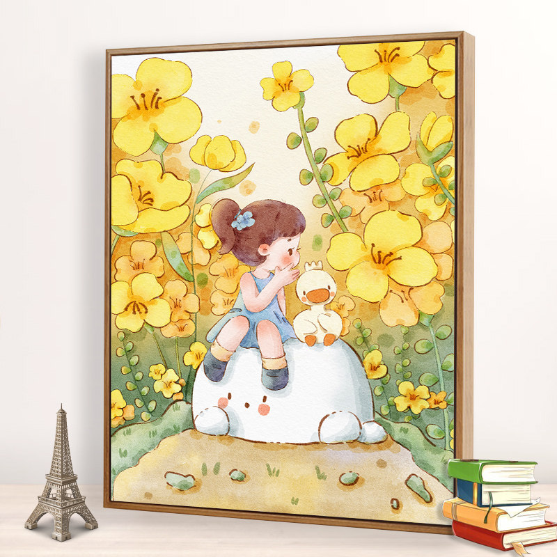 Digital Oil Painting Diy Fill Color Drawing Children Handmade Gift Filling Healing Katong Painting Rabbit Flower Oil Color Painting-Taobao