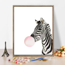 diy digital oil painting oil color painting living room study hand drawing color digital painting decorative painting animal blowing balloon zebra