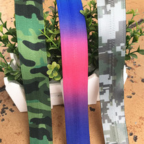 No. 5 nylon zipper reverse print zipper camouflage army green colorful gradient zipper yard pocket bag zipper