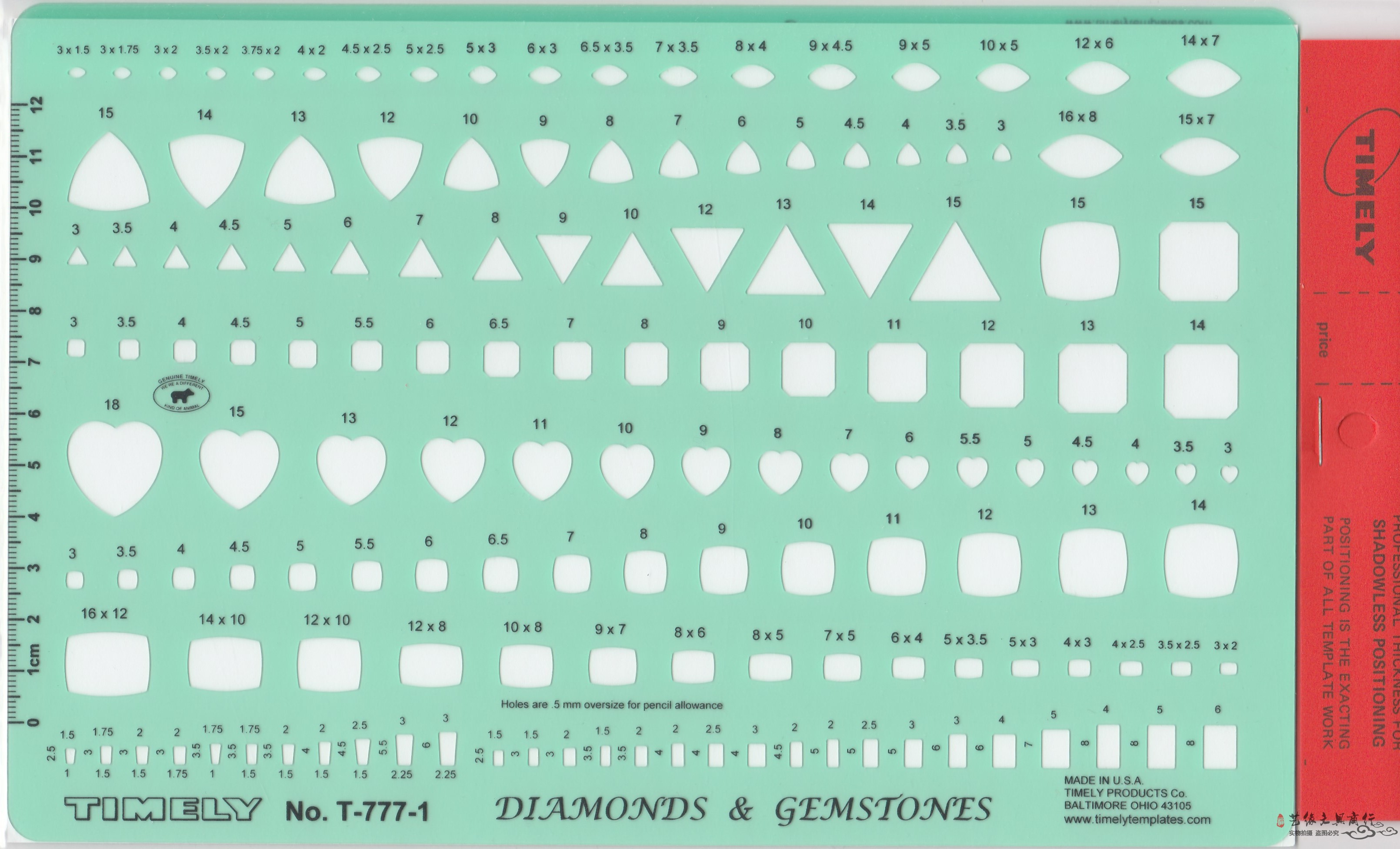 Jewelry hand-painted gauge board ruler American TIMELY Taimi template ruler tool ruler T-777A two-piece set