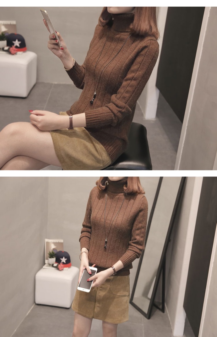 Áo len nhung nữ mùa thu đông dày phiên bản Hàn Quốc cổ cao buông lơi bên trong áo trùm đầu ấm áp cho học sinh dệt kim áo dài tay bán áo len nữ
