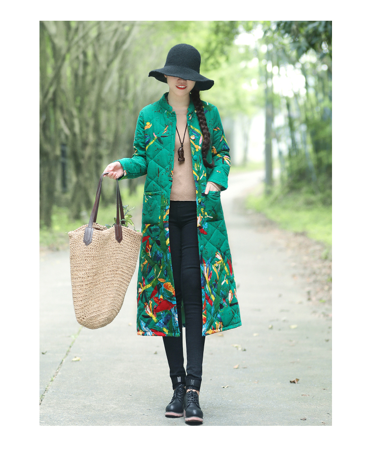 2018 thu đông mới phong cách quốc gia áo khoác nữ retro cotton dài phần dày áo khoác cotton ấm áp kiểu Trung Quốc Tang áo phao nữ đẹp 2020