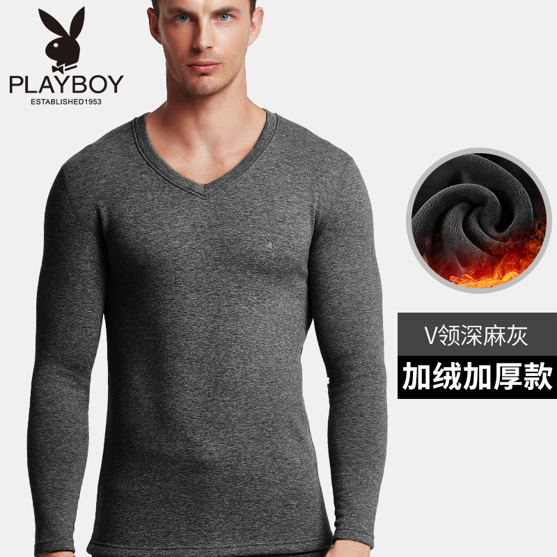 Playboy mens ấm bộ đồ lót mens trái đất và nhung cộng dày quần quần áo mùa thu mùa thu thanh niên trong độ tuổi mùa đông cũ.