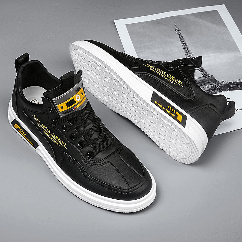 Spring and autumn men's shoes 2022 new trend hundred and sports men's casual leather shoes black waterproof shoes tidal shoes