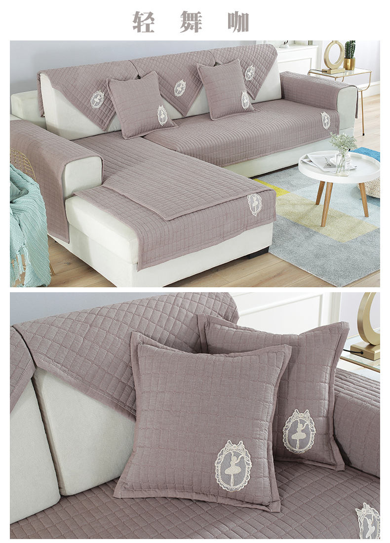 Sofa đệm vải bông chống trượt bốn mùa phổ quát sofa khăn bao phủ đầy đủ dày đệm đơn giản hiện đại - Ghế đệm / đệm Sofa thảm trải ghế sa lông
