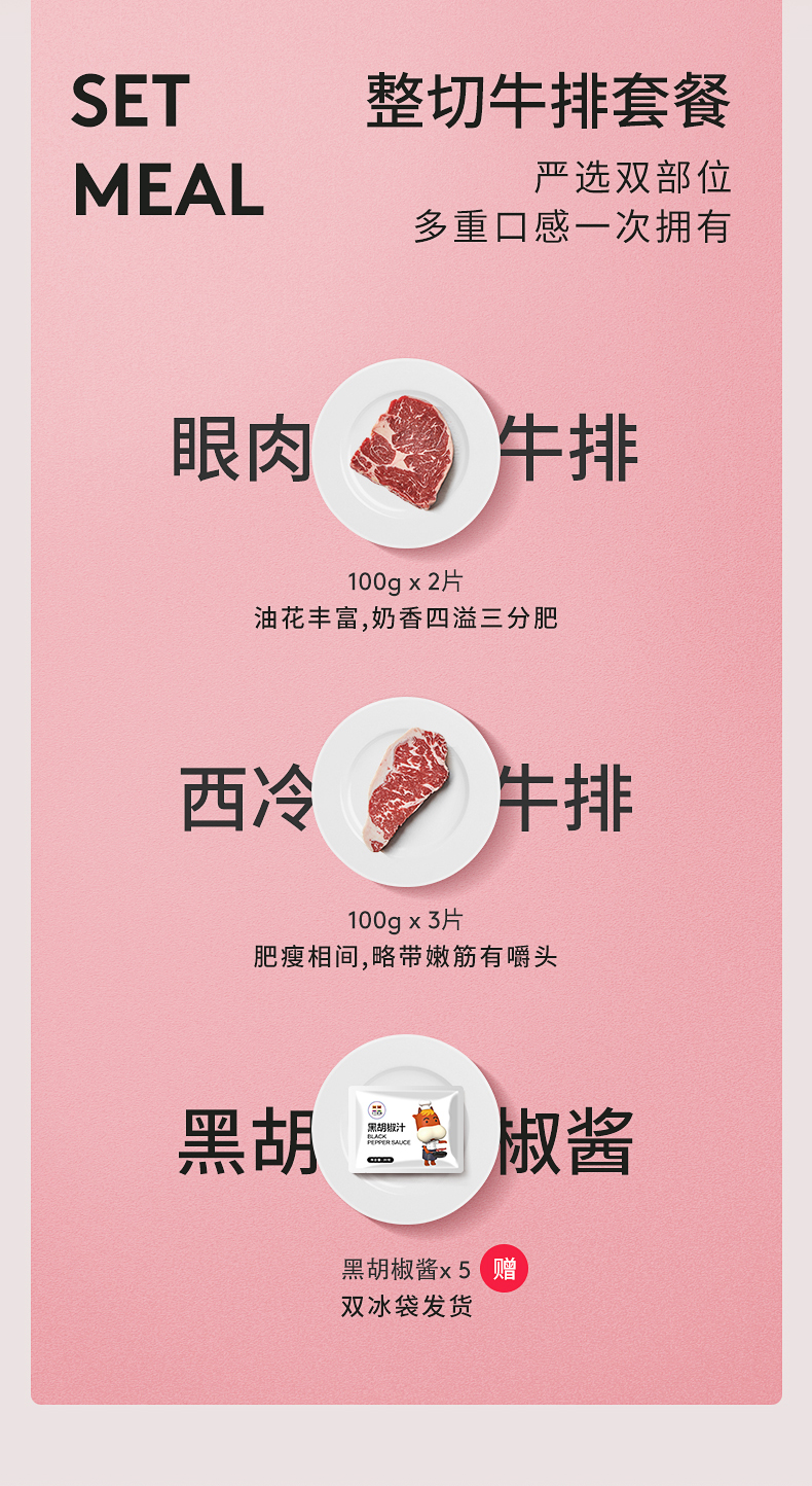 小牛凯西 澳洲进口 整切牛排 西冷眼肉牛排套餐 100g*10片 图13