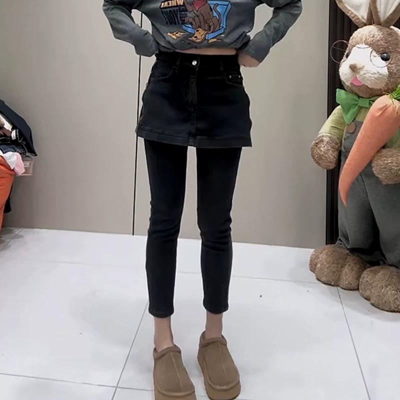 Plus Size Women's Clothing for Pear-Shaped Figures, Pencil Skirt Pants for Women, New Spring High-Waisted Slimming Loose Straight-Leg Jeans