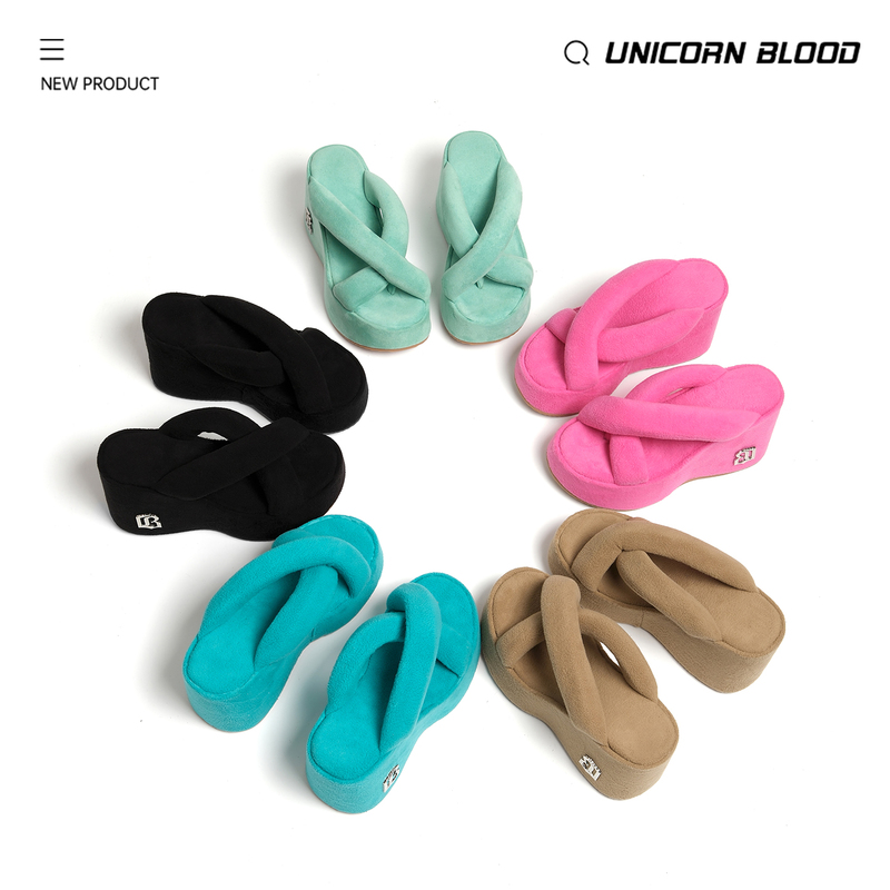 Unicornblood Hot Girl Cross-Strap Cloud Cushion Thick-Soled Height-Increasing Slippers Wedge Slippers Good News for Petite People Unicornblood Hot Girl Cross-Strap Cloud Cushion Thick-Soled Height-Increasing Slippers Wedge Slippers Good News for Petite People