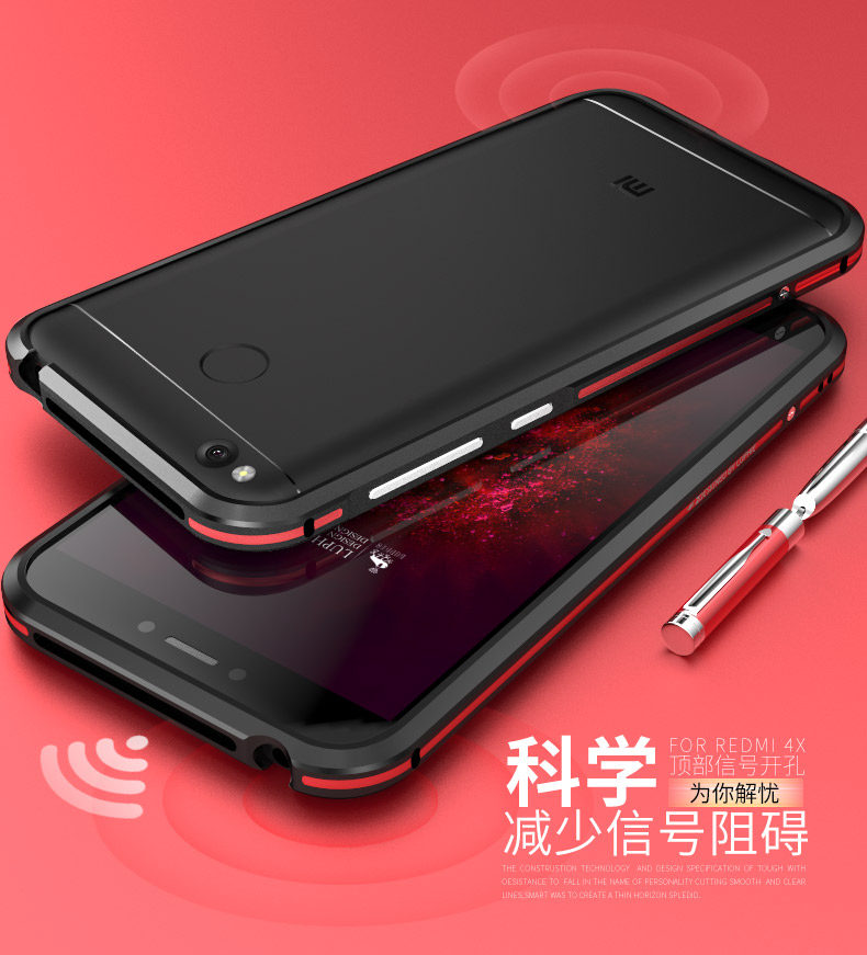 Luphie Bicolor Blade Sword Slim Light Aluminum Bumper Metal Shell Case for Xiaomi Redmi 4X