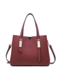 Универсальная бордовая модная вместительная и большая сумка на одно плечо, из натуральной кожи