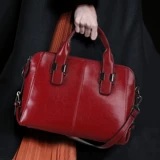 Красная сумка через плечо, кожаная вместительная и большая барсетка, из натуральной кожи