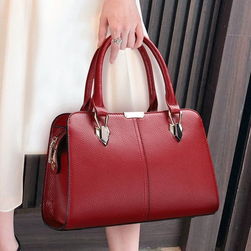 Сумка через плечо, красные свадебные туфли, вместительная и большая барсетка, из натуральной кожи