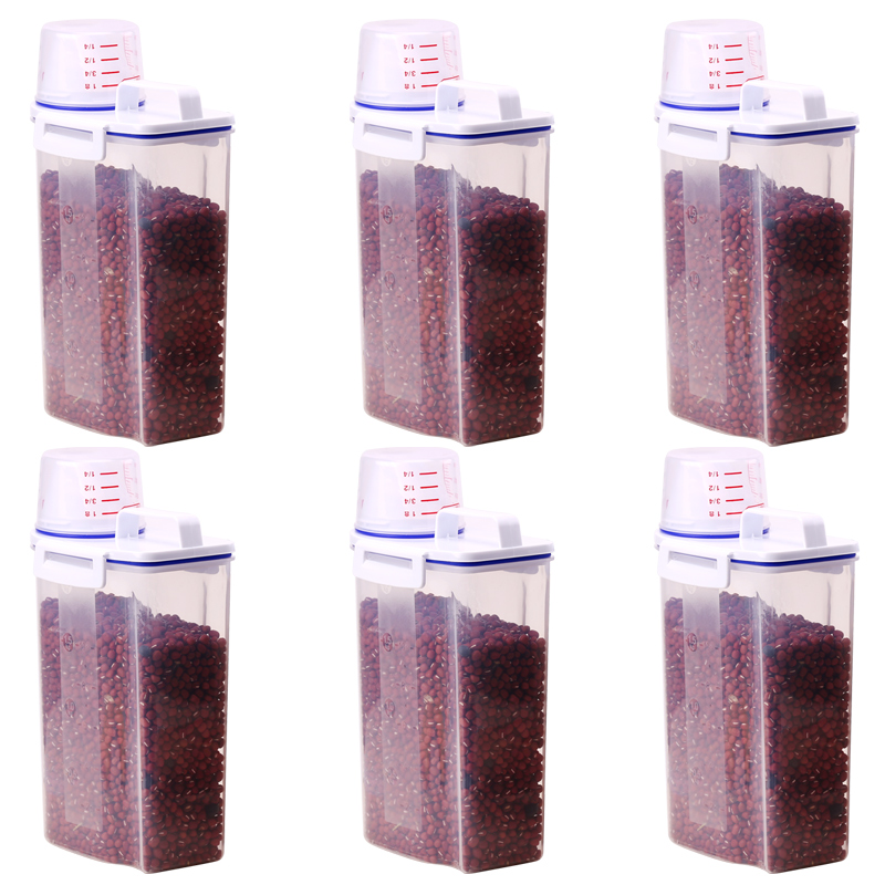 [Six Pack] [& More Affordable] & Each Pack Is 29 * 8 * 15Cm In Height And 4 Kg In LengthNorthern Europe Cereals and cereals Storage Storage tank Sealed tank Dried fruit jar kitchen food flour grain foodstuff storage box