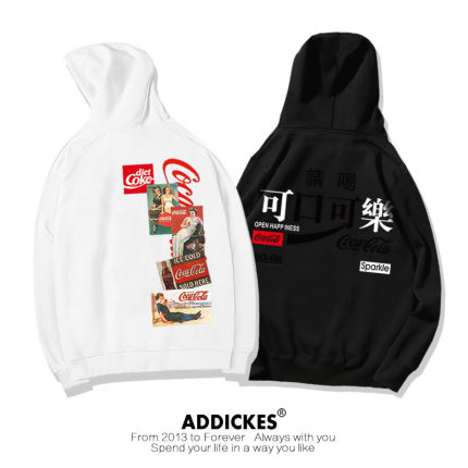 可口可乐联名卫衣女连帽秋冬装青少年卫衣男潮