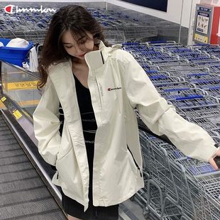 キャンパスチャンピオンジャケット女性用春と秋2024新しいホットスタイル屋外防風防水フード付きジャケット男性用
