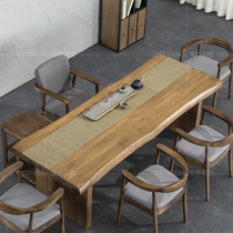 Nordic Solid Wood Changkung Tea Table Office Drink Tea Table and Chair Combined Customized Tea Room Modern Log Panel Tea Table