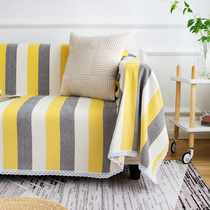 Striped color cotton linen chenille sofa towel thickened Four Seasons Universal Universal sofa cover integrated full cover sofa blanket