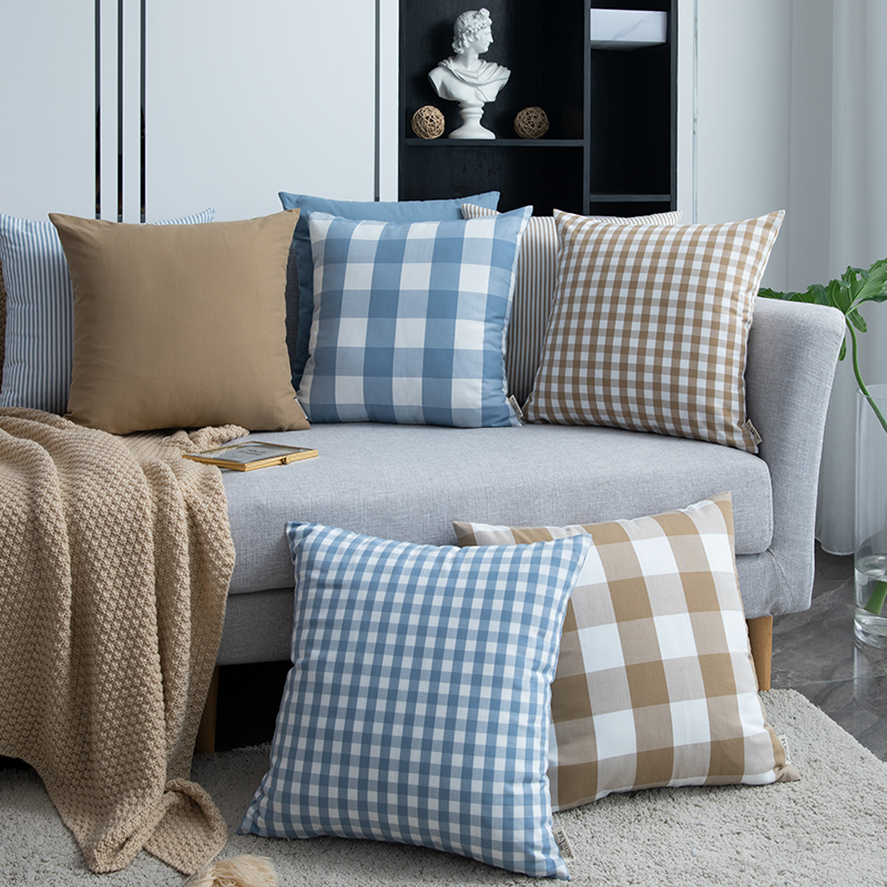 Nordic Plaid Hug Pillow Cushion Coat Living-room Sofa Office Waist Pillow Without Core Little Fresh Headboard Big Backrest
