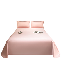 Light luxury 100-thread-count long-staple cotton bed sheet single piece pure cotton 100-thread count simple solid color high-thread count quilt pillowcase three-piece set