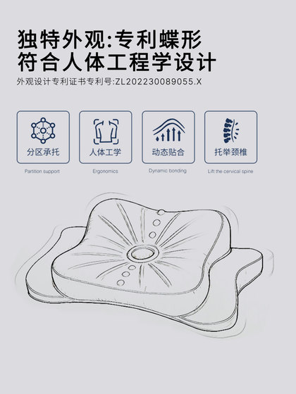 Butterfly-Shaped Memory Foam Pillow for Adults, Neck-Protecting Low Pillow for Sleep Aid, Slow Rebound Side Sleeping Pressure Relief, Medium-High Butterfly Pillow