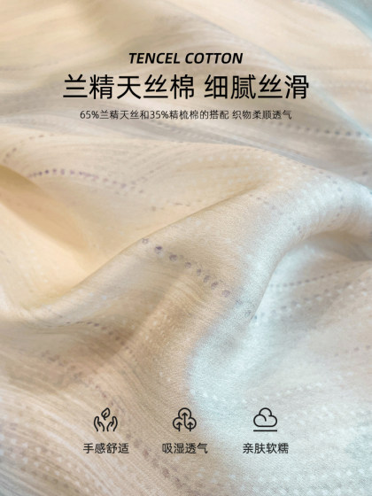 Class a High-End Austrian Lenzing Tencel Four-Piece Bedding Set with Simple Wide Edges, Ice Silk Smooth and Cool Feel Bedding 4