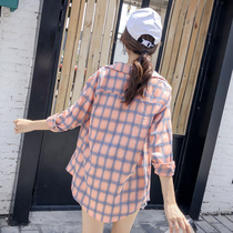Plaid shirt womens early autumn 2021 new retro Hong Kong style loose outer wear design sense niche chic top clothes