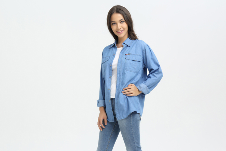 Áo mới 2019 size lớn nữ mùa xuân áo khoác denim mùa hè mỏng phần mỡ dài tay áo rộng áo sơ mi khoác ngoài nữ