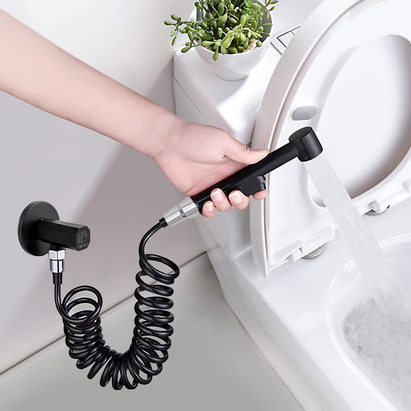 Diving Boat Toilet Spray Gun Mate Flushing Cleaner Black High Pressure Gun Tap Dressing Room Nozzle Woman Cleaner Explosion Protection