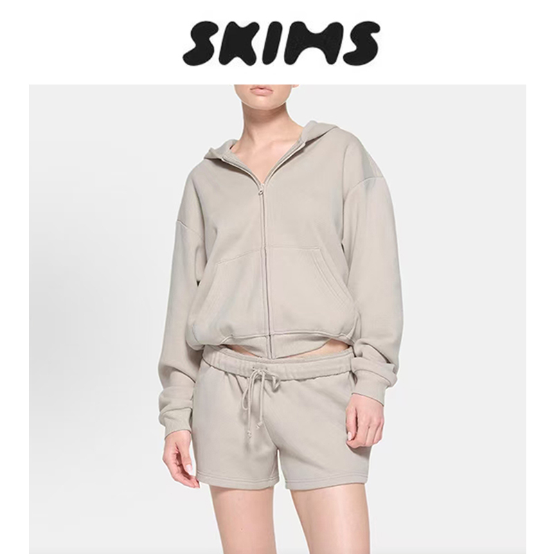Official Genuine Skims Sweatshirt and Sweatpants Cotton Fleece Stone Color Classic Loose Casual Hooded Set