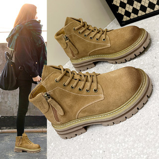 Martin Boots for Women 2025 New Autumn Vintage Boots Suede Leather Double Zipper Distressed British Style Short Boots