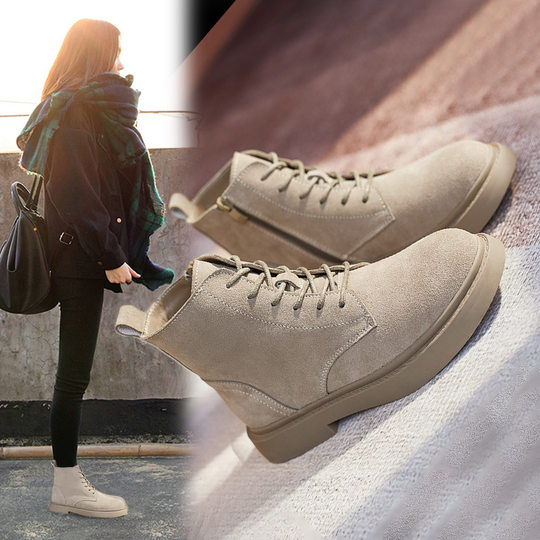 Martin Boots for Women, British Style Short Boots, 2025 New Winter Fleece-Lined Women's Shoes, Retro Suede Leather Women's Boots