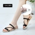 Dép nữ mùa hè đế bệt đế bằng hai mang dép thời trang hoang dã lưới đỏ với sandal mới 2019 giản dị - Dép bitis sandal nữ Dép