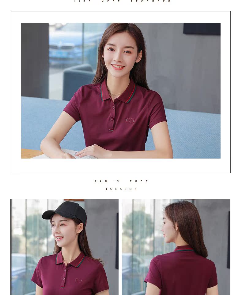 Áo sơ mi hè mới 2019 thể thao áo thun ngắn tay nữ ve áo cỡ lớn cotton từ bi Áo thun nữ Hàn Quốc - Áo phông áo thun đen nữ
